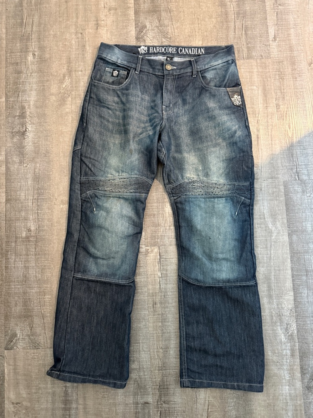 Motorcycle RKT Hardcore Canadian  distressed jeans 36/32.  Kevlar protection
